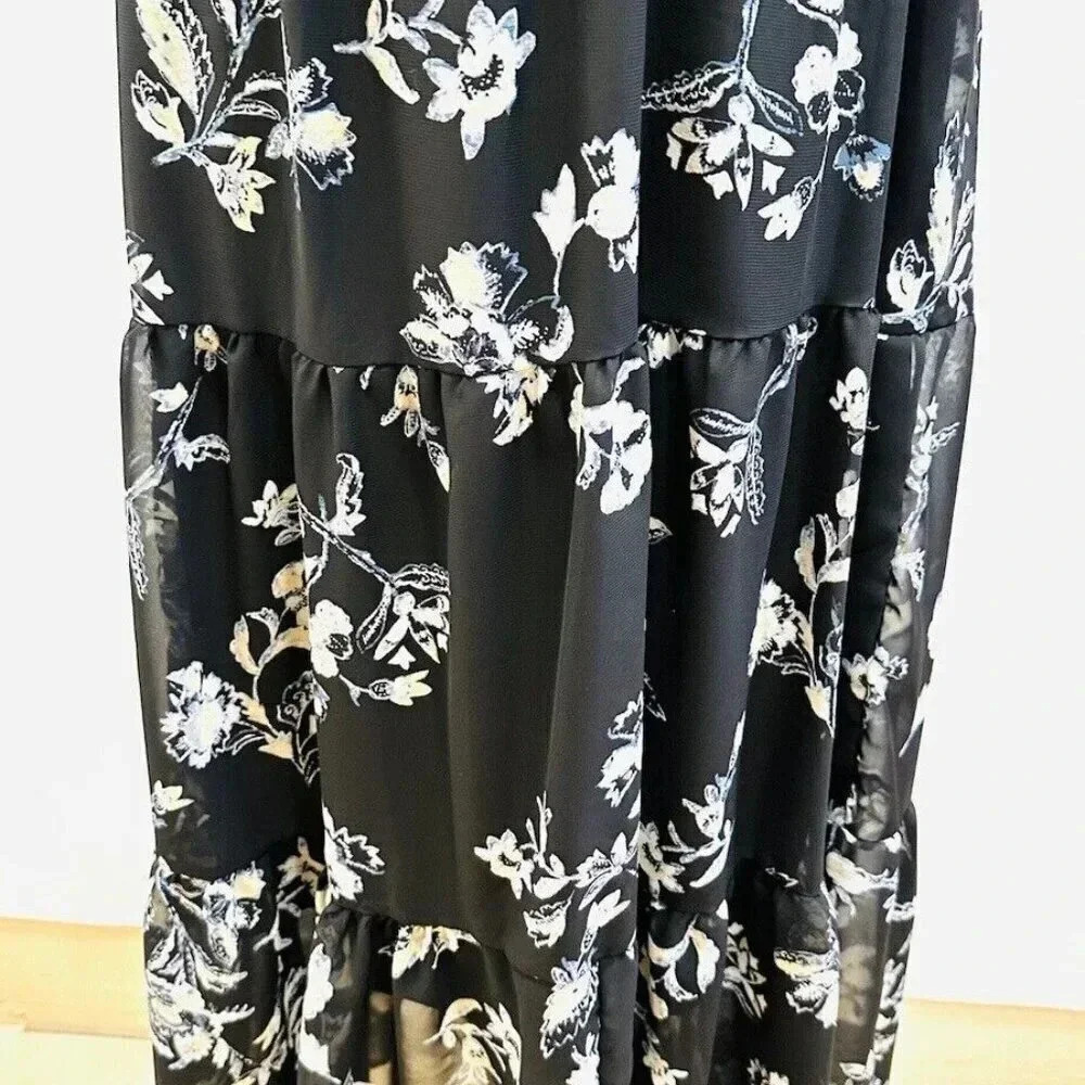 NWT WALLFLOWER Women Sleeveless Pullover High Neck Lined Floral Maxi Dress Large - Picture 4 of 13